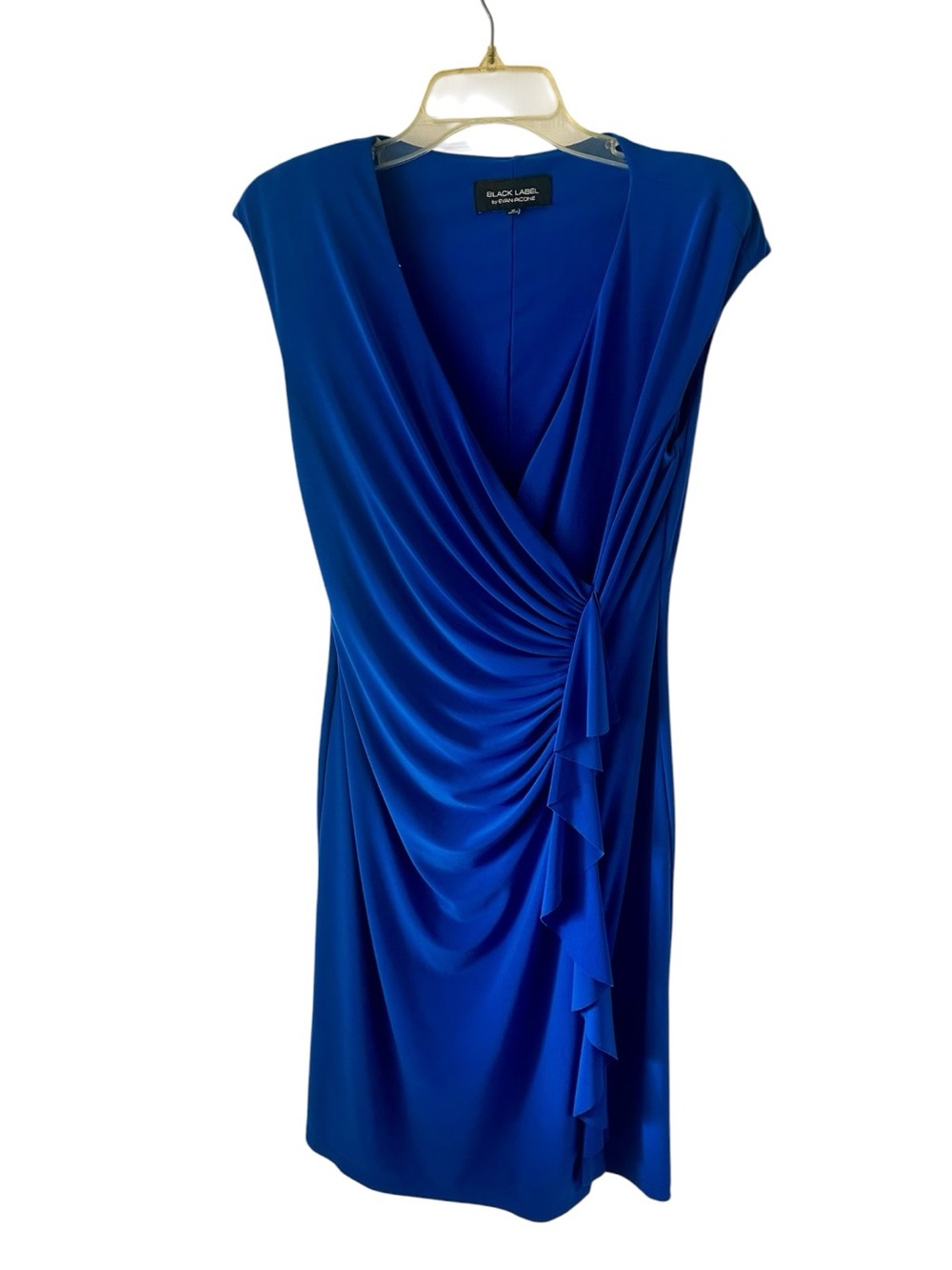 Black Label by Evan Picone
Blue Sheath Wrap Dress Ruffle
Sleeveless V-Neck - Picture 5 of 6